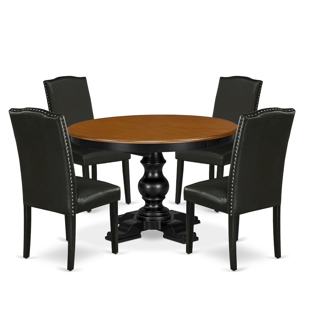 5-Piece Kitchen Dining Set, Black & Cherry. Picture 1