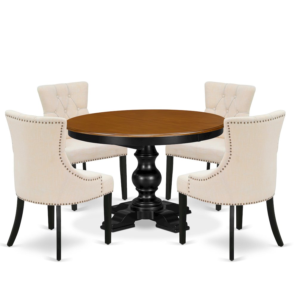 5-Piece Mid-Century Dinner Set, Black & Cherry. Picture 1
