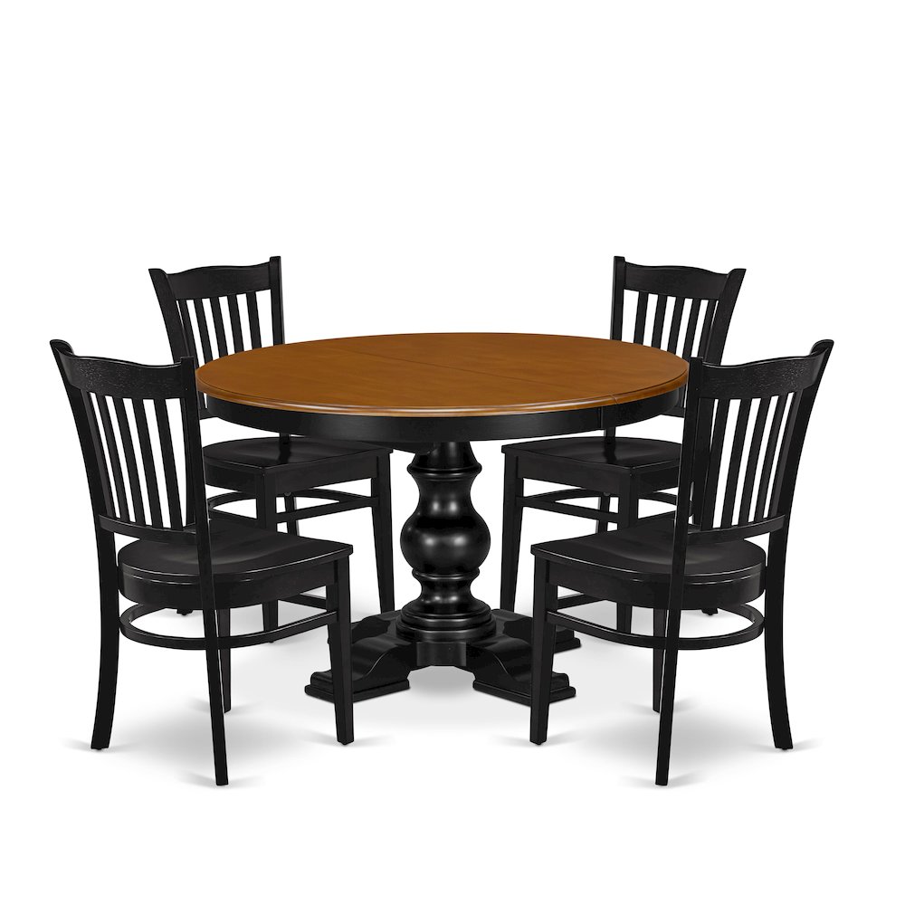 5-Piece Dining Room Set, Black & Cherry. Picture 1