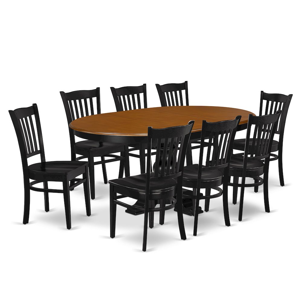 7-Piece Kitchen Table Set, Black & Cherry. Picture 1