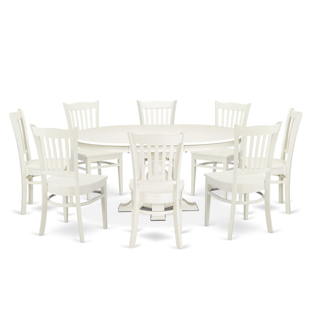 9-Piece Kitchen Dining Table Set, Linen White. Picture 1