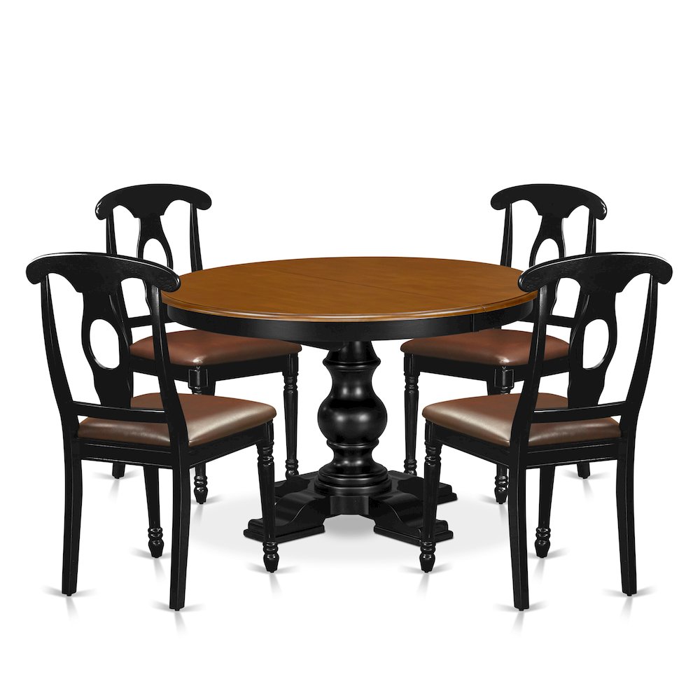 5-Piece Dining Room Set, Black & Cherry. Picture 1