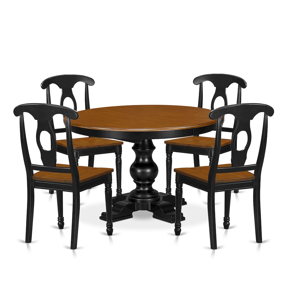 7-Piece Dining Room Set, Black & Cherry. Picture 1