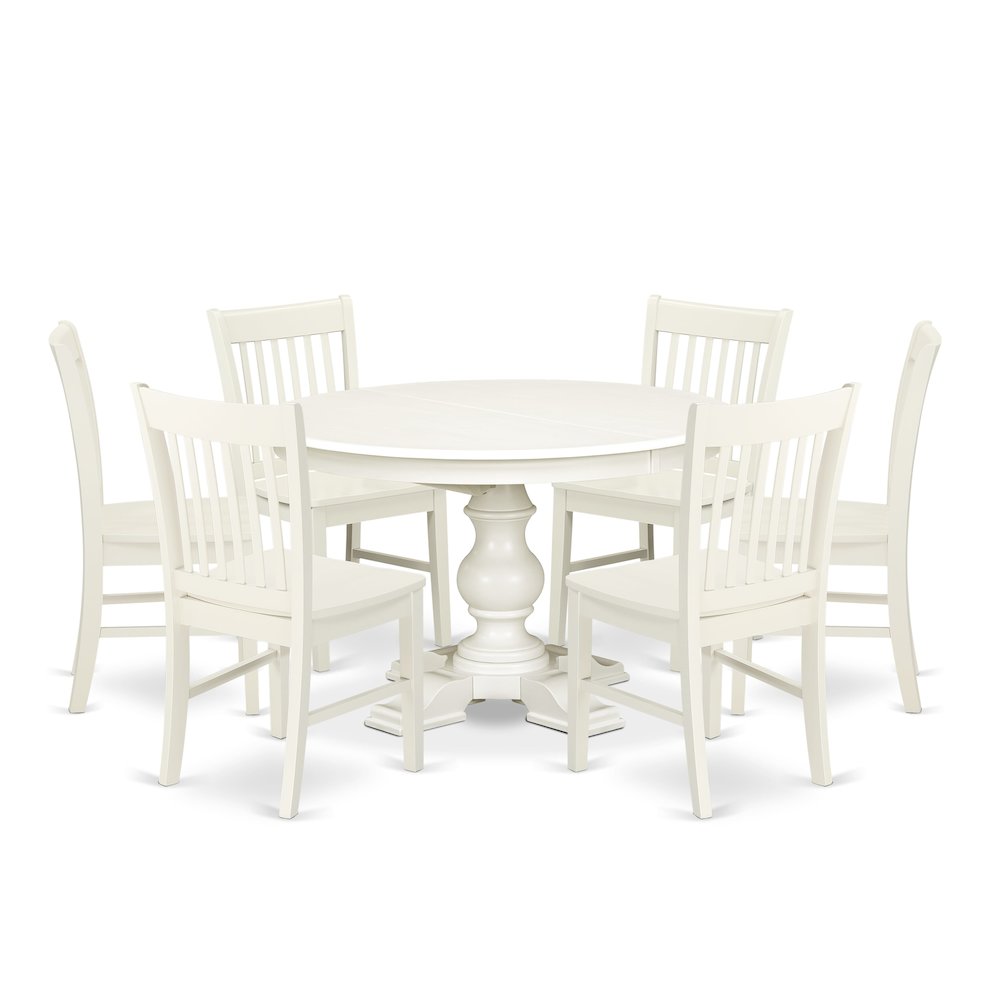 5-Piece Dining Room Table Set, Linen White. Picture 1
