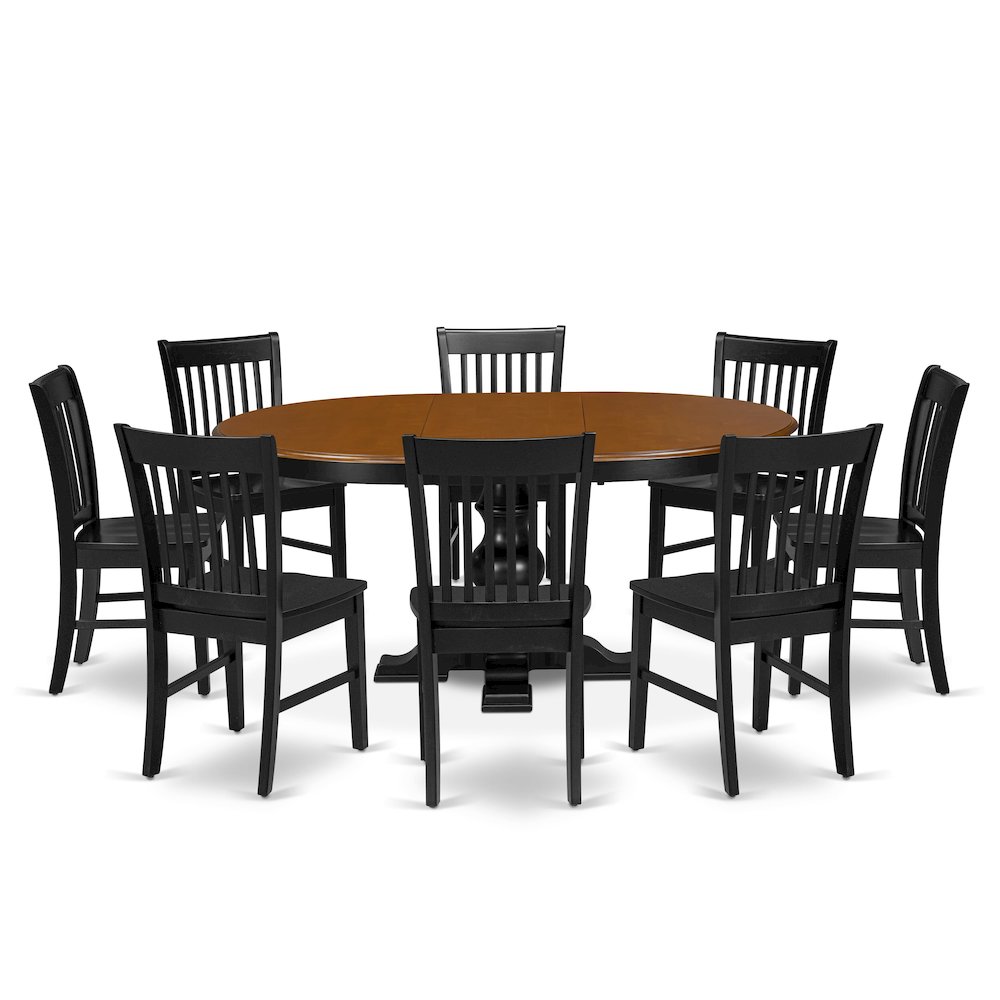 7-Piece Dining Room Table Set, Black & Cherry. Picture 1