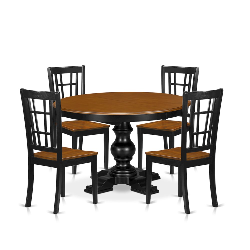 5-Piece Dining Room Set, Black & Cherry. Picture 1