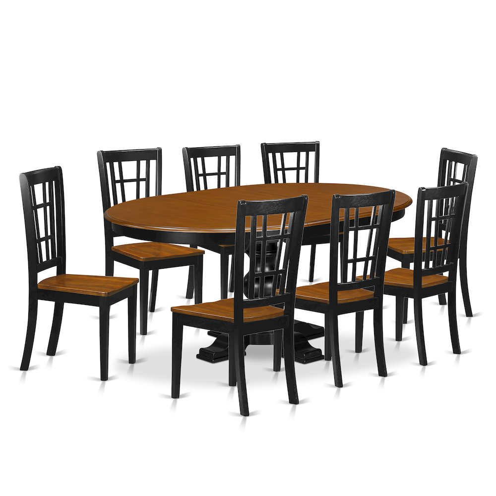 9-Piece Kitchen Room Set, Black & Cherry. Picture 1