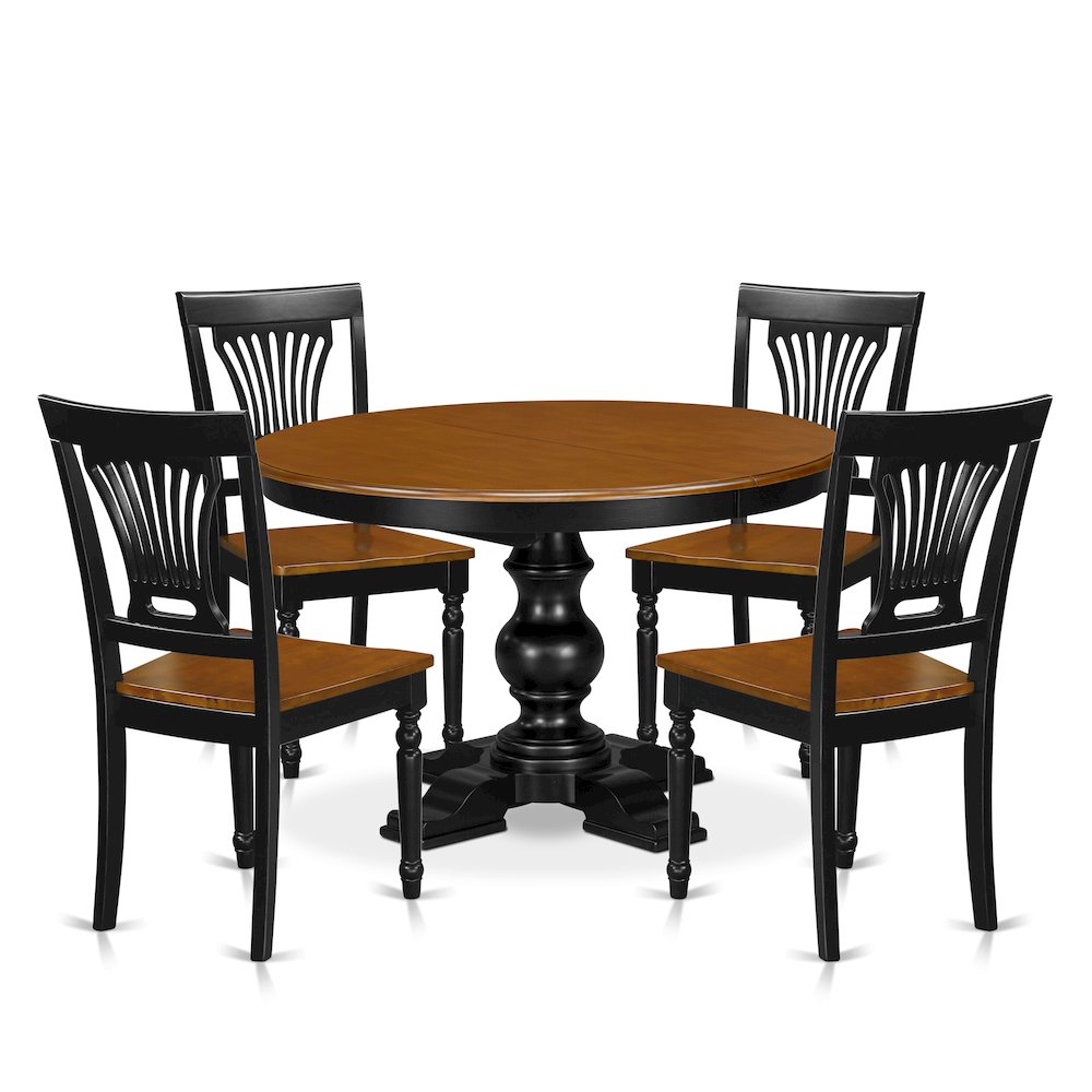 5-Piece Dinner Table Set, Black & Cherry. Picture 1