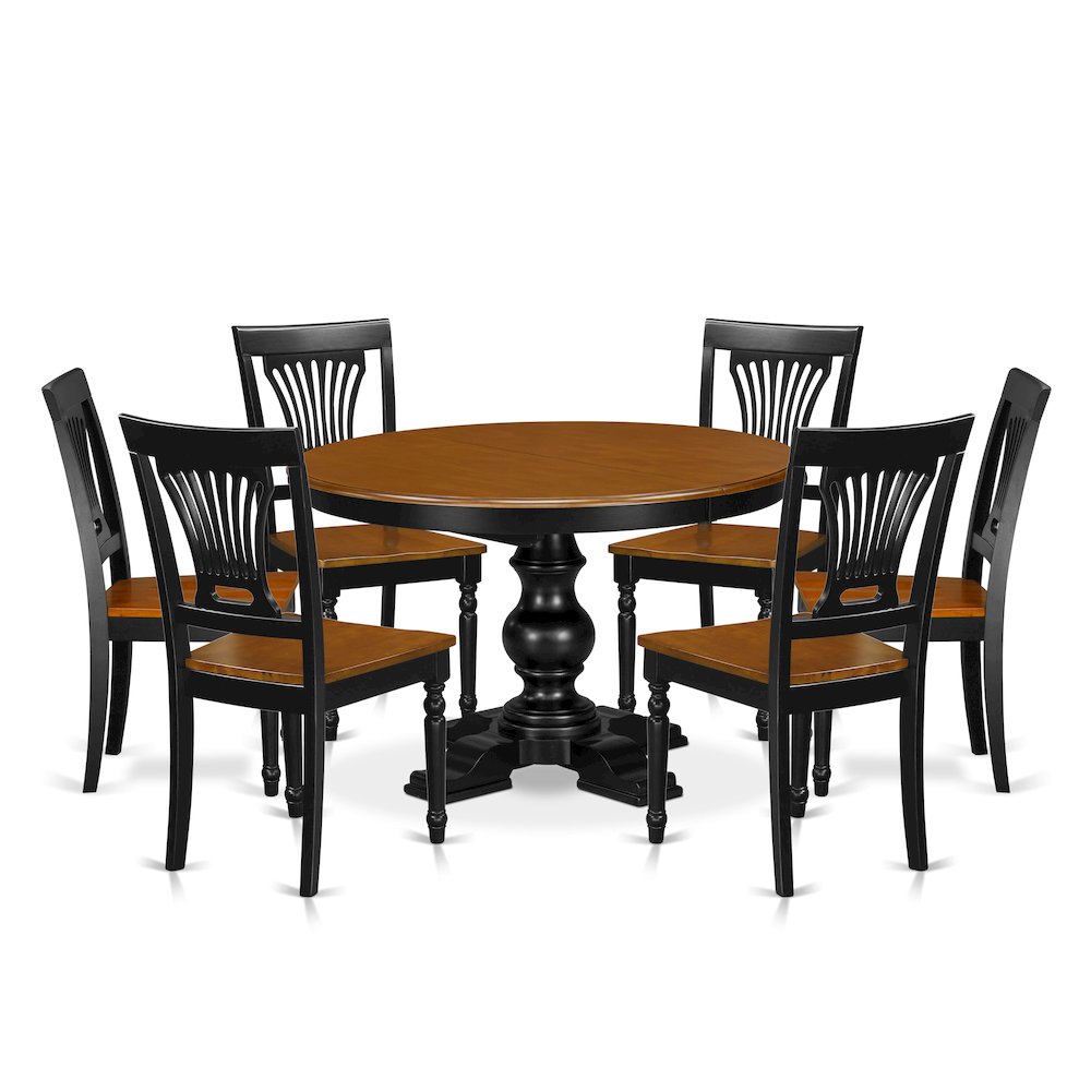 7-Piece Kitchen Room Set, Black & Cherry. Picture 1