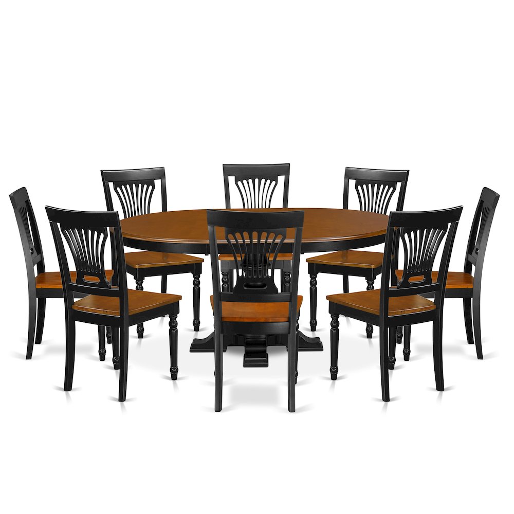 9-Piece Dining Room Set, Black & Cherry. Picture 1