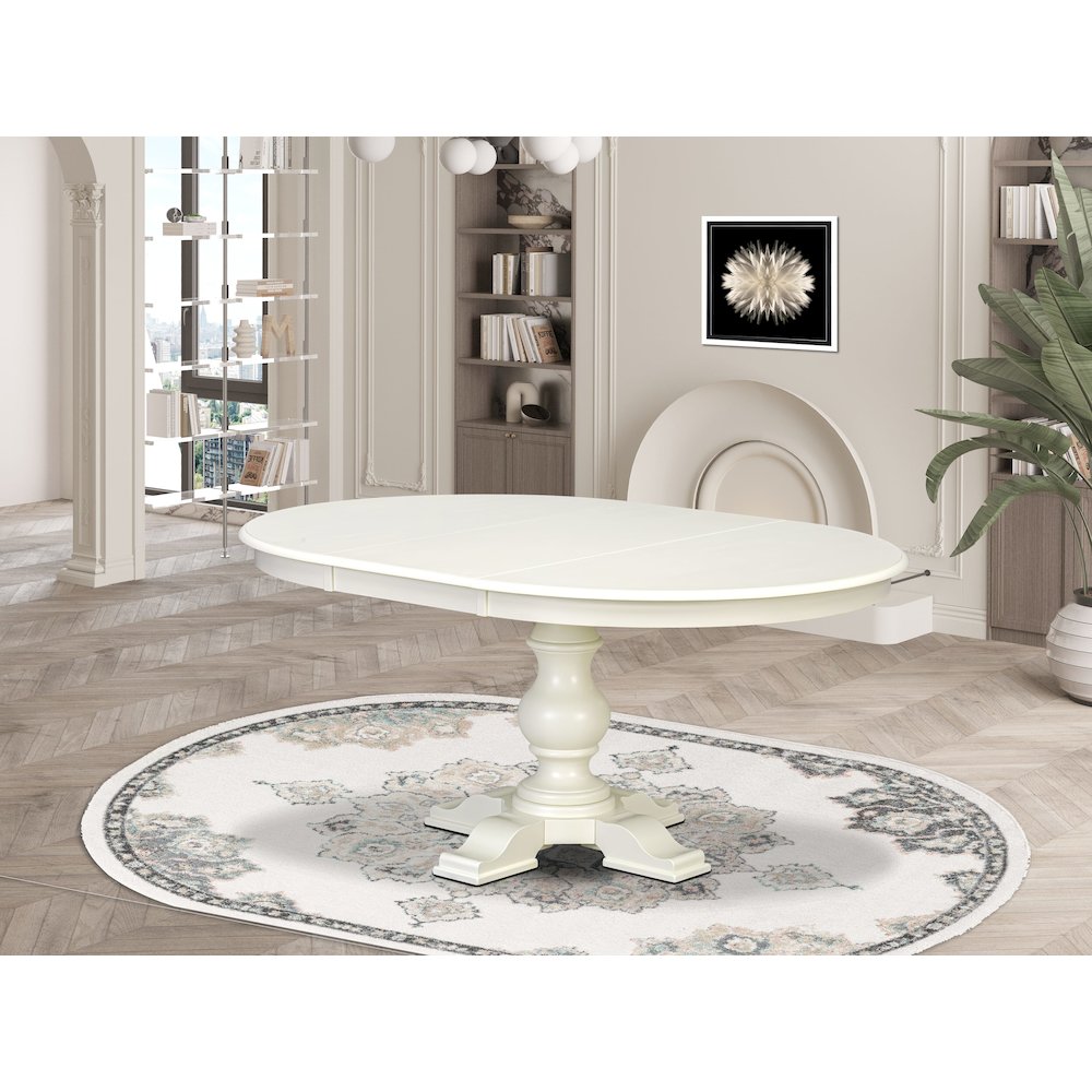 Wooden Dining Table with Butterfly Leaf Oval tabletop – Linen White. Picture 6