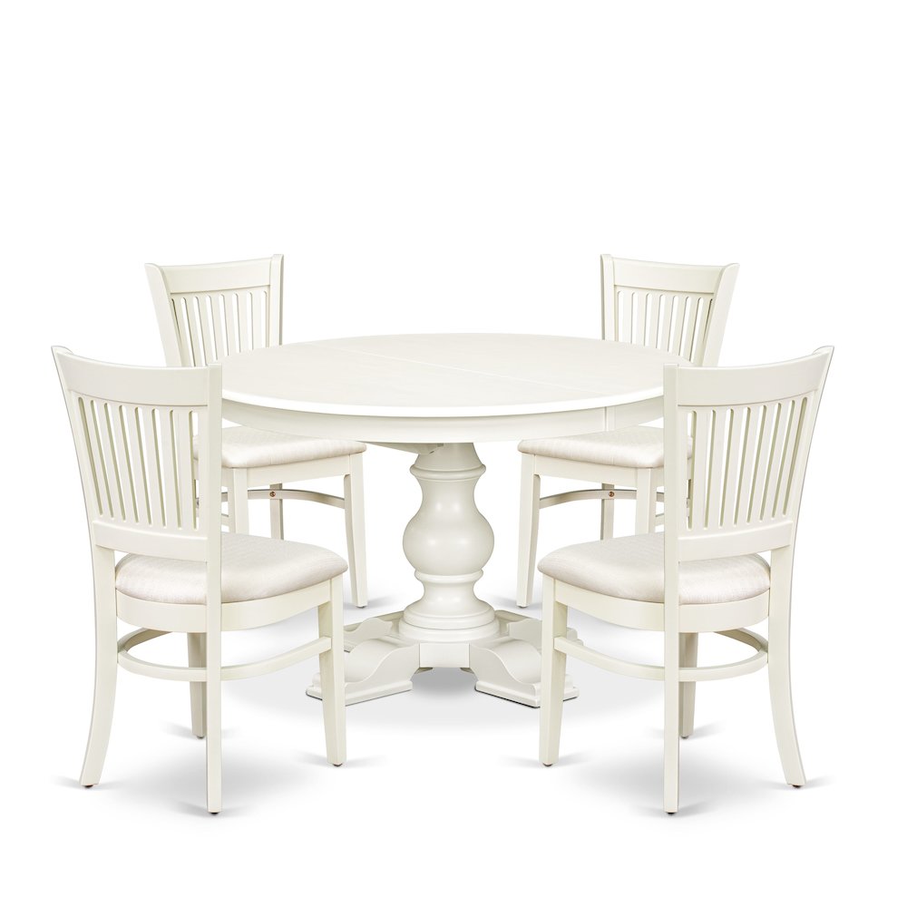 5-Piece Dining Room Set, Linen White. Picture 1