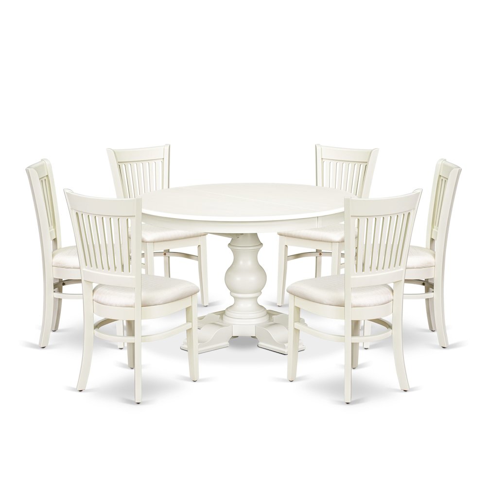 9-Piece Modern Dining Set, Linen White. Picture 1