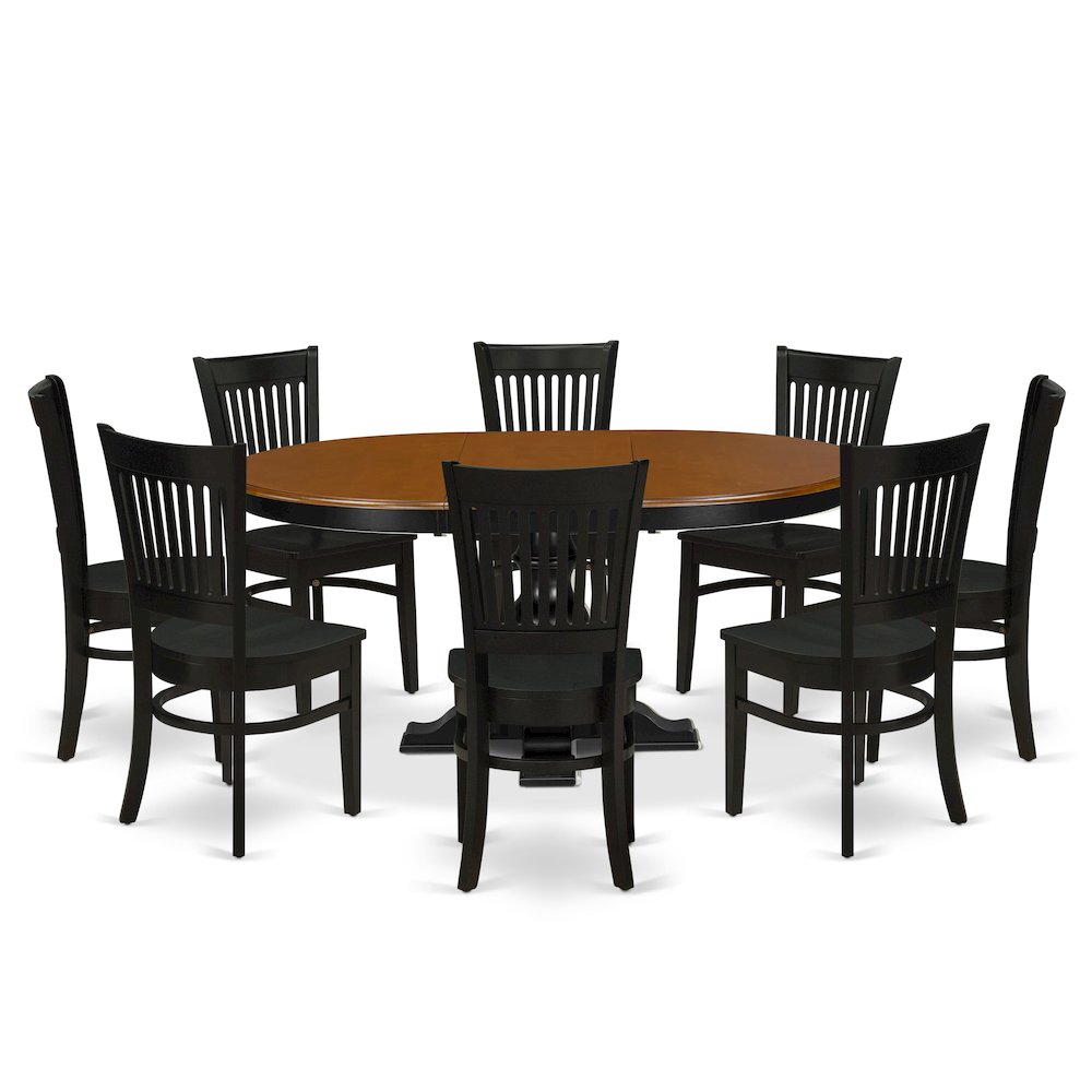 7-Piece Mid-Century Kitchen Set, Black & Cherry. Picture 1