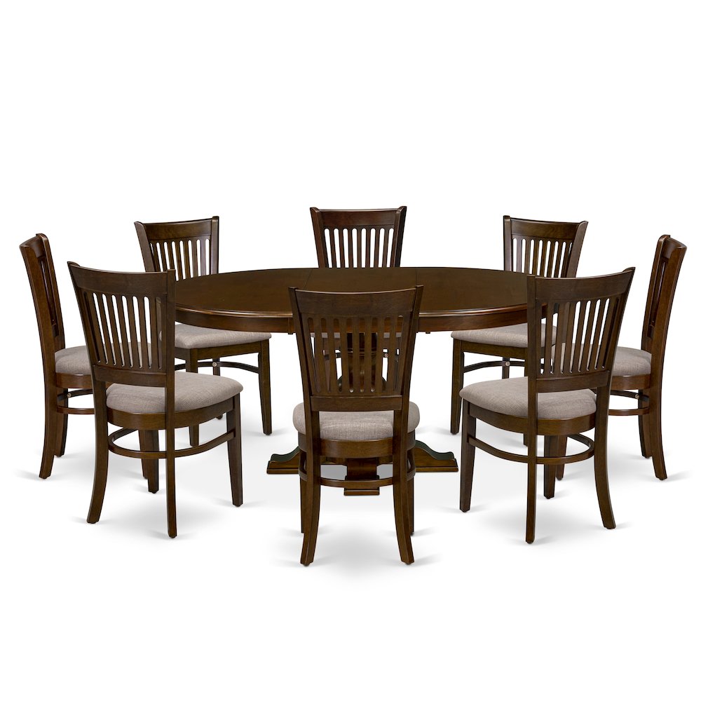 9-Piece Dining Room Table, Espresso. Picture 1