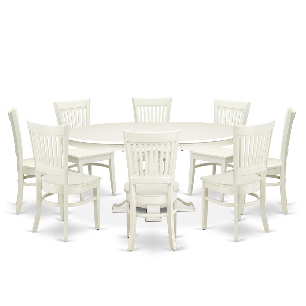 9-Piece Kitchen Dining Table Set, Linen White. Picture 1