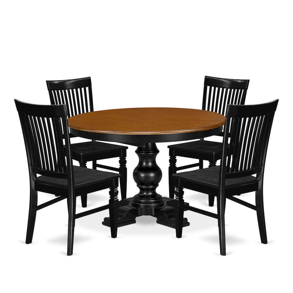 5-Piece Mid-Century Dinner Set, Black & Cherry. Picture 1