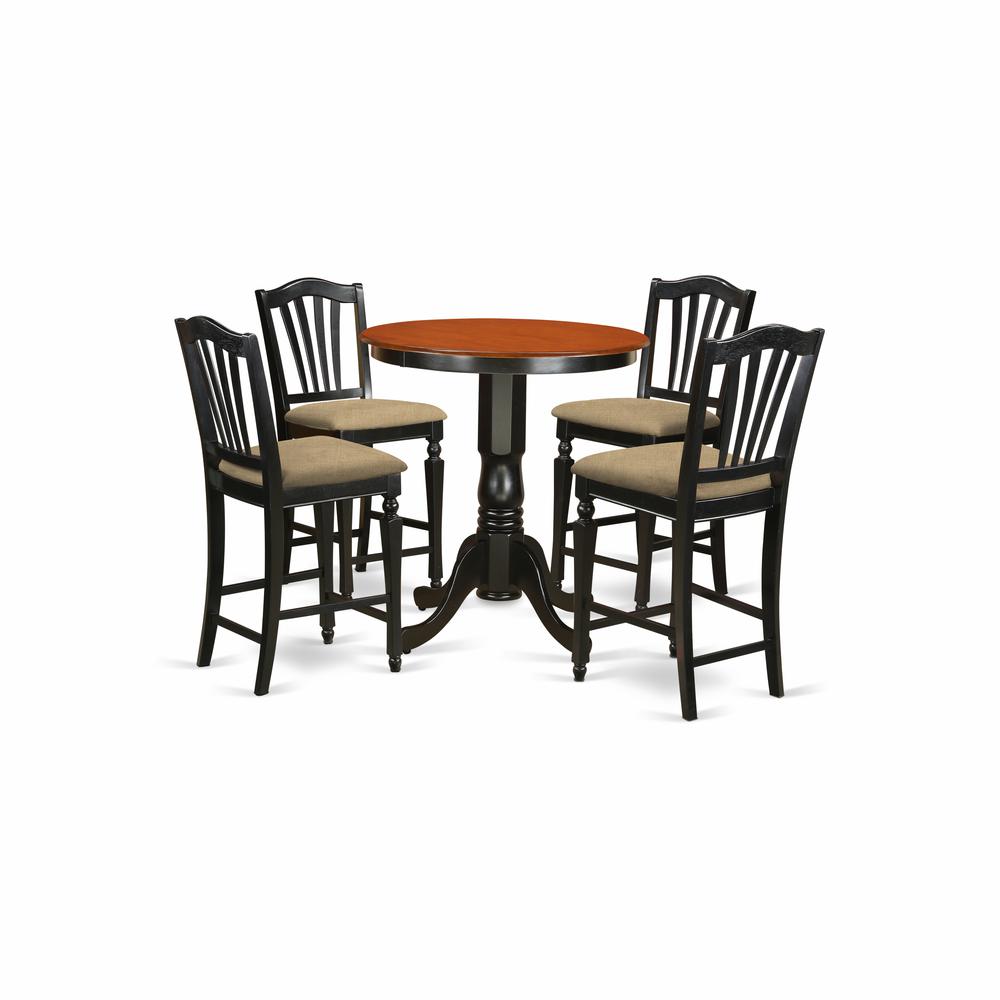 EDCH5-BLK-C 5 Pc counter height set - Kitchen Table and 4 counter height Dining chair.. Picture 1