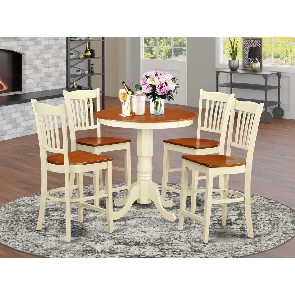 5  PC  counter  height  Table  and  chair  set-pub  Table  and  4  bar  stools  with  backs. Picture 4