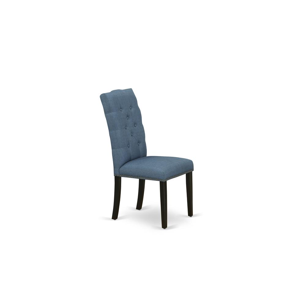 7-piece kitchen table set with Chair’s Legs and Mineral Blue Linen Fabric. Picture 13