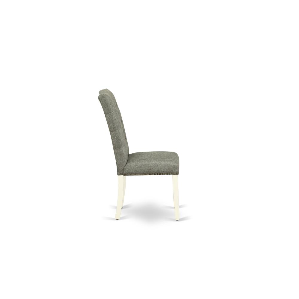 AMEL3-LWH-07 3 Piece Dining Set - 1 Round Pedestal Table and 2 Smoke Dining Room Chairs - Linen White Finish. Picture 7