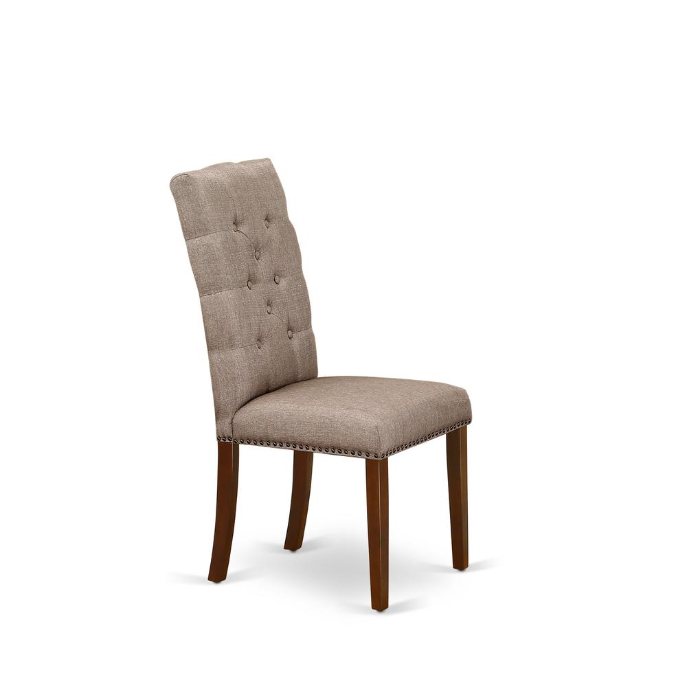 AMEL3-MAH-16 3 Piece Dining Table Set - 1 Dinner Table and 2 Dark Khaki Upholstered Chairs - Mahogany Finish. Picture 6