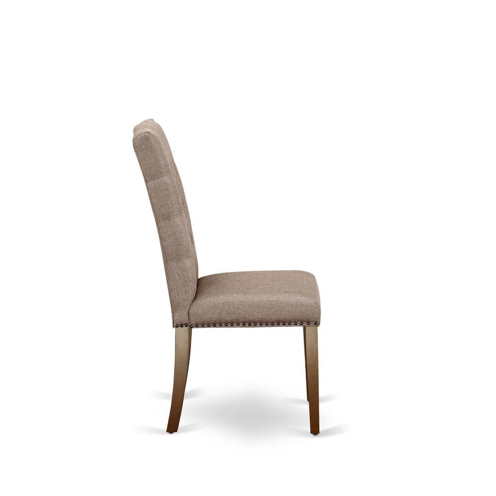 AMEL3-MAH-16 3 Piece Dining Table Set - 1 Dinner Table and 2 Dark Khaki Upholstered Chairs - Mahogany Finish. Picture 7