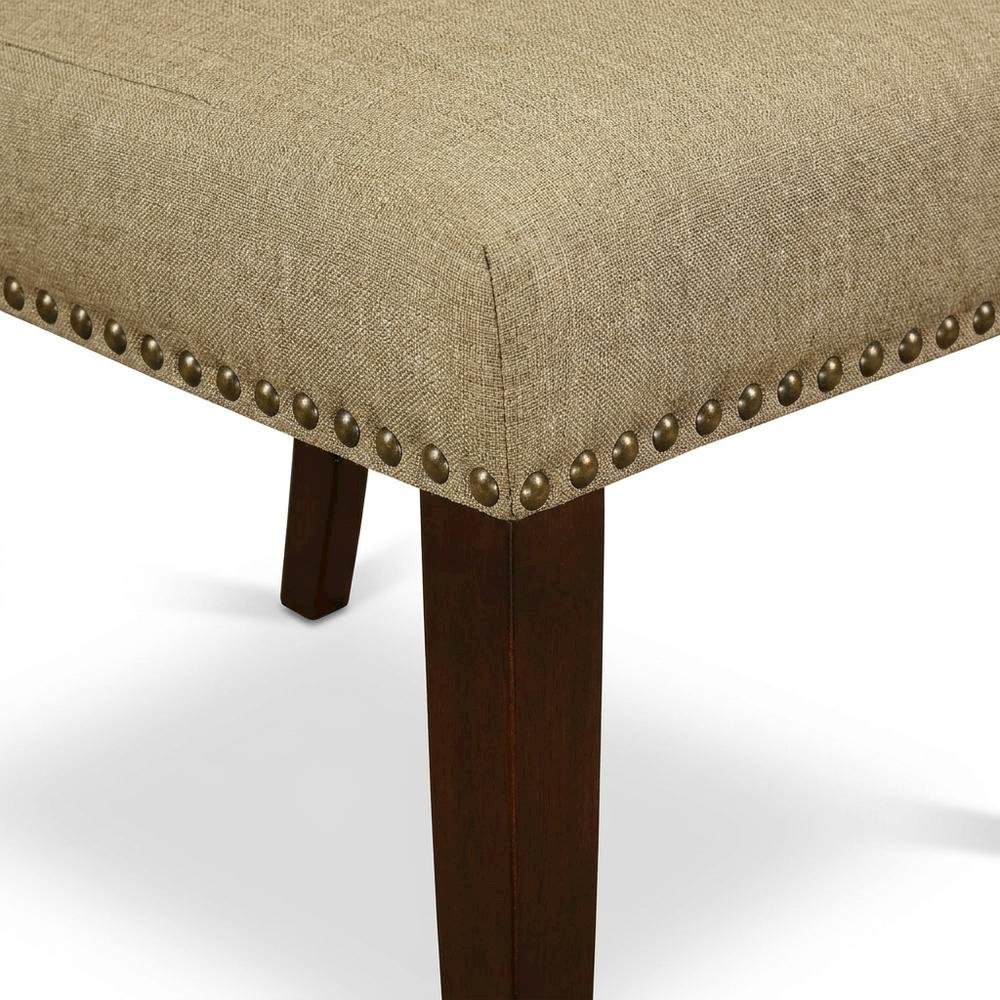 Fabric-Upholstered Parsons Dining Chair with Mahogany Legs for Dining Room, Set of 2. Picture 8
