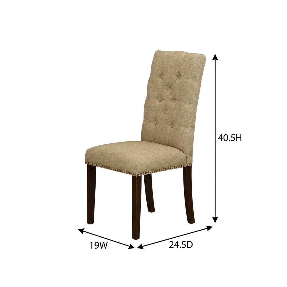 Fabric-Upholstered Parsons Dining Chair with Mahogany Legs for Dining Room, Set of 2. Picture 6