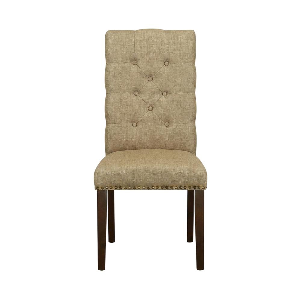 Fabric-Upholstered Parsons Dining Chair with Mahogany Legs for Dining Room, Set of 2. Picture 2