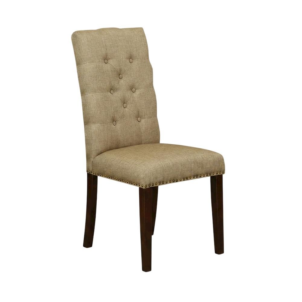 Fabric-Upholstered Parsons Dining Chair with Mahogany Legs for Dining Room, Set of 2. Picture 5