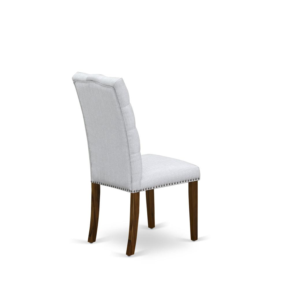5-pc wood dining table set with Chair’s Legs and Modern Gray Linen Fabric. Picture 15