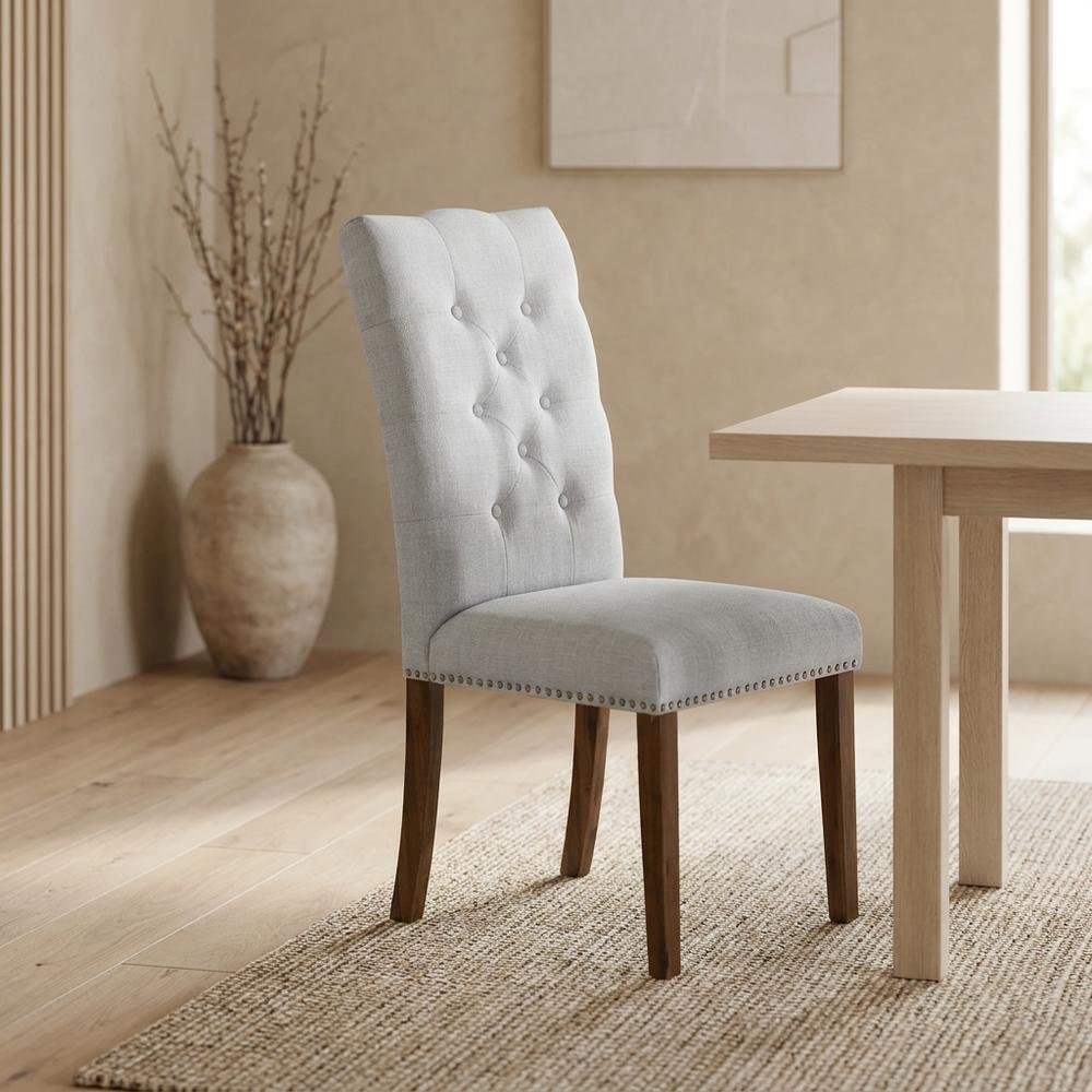 Upholstered Parsons Dining Chair with Walnut Legs for Kitchen or Dining Room, Set of 2. Picture 4