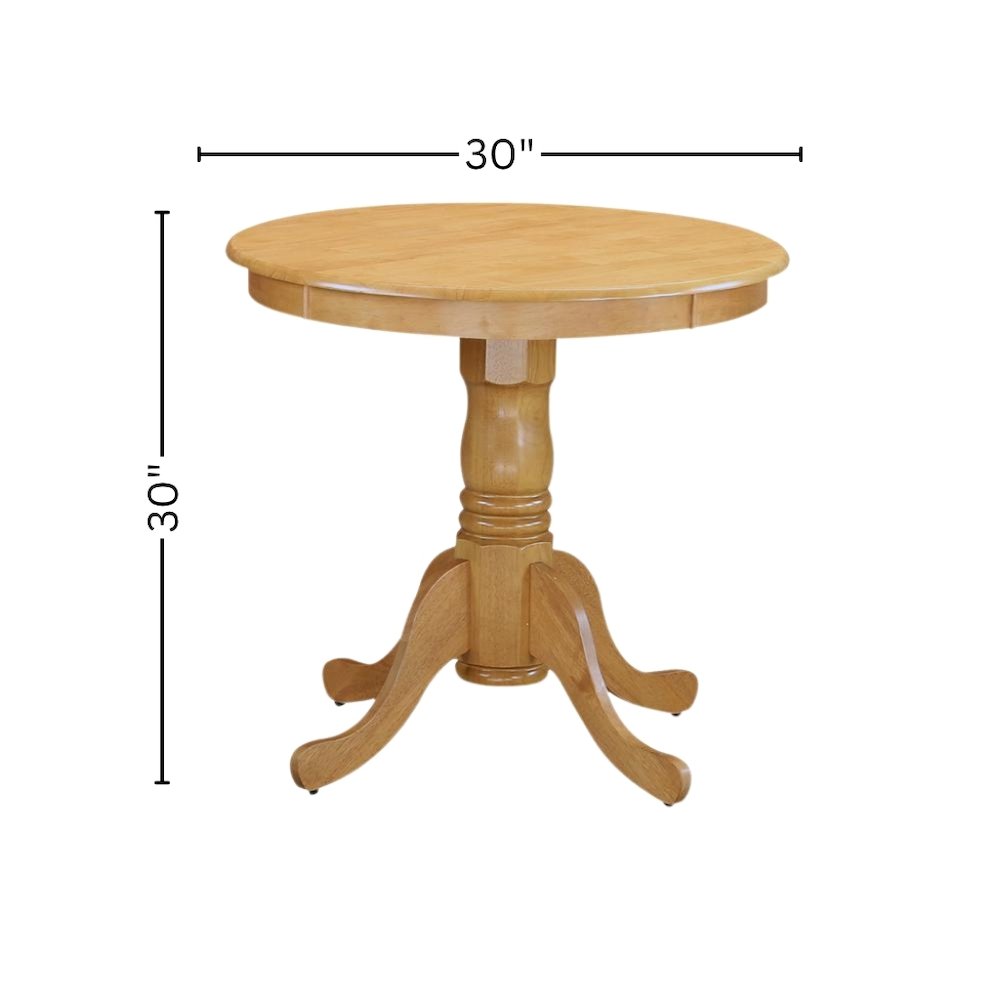 Round Dining Table, Pedestal Base, Oak, Mid-Century, Solid Wood. Picture 5