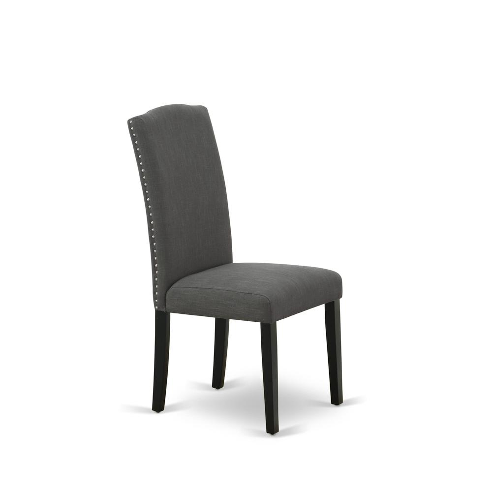 7-pc dining table set with Chair’s Legs and Dark Gotham Gray Linen Fabric. Picture 8