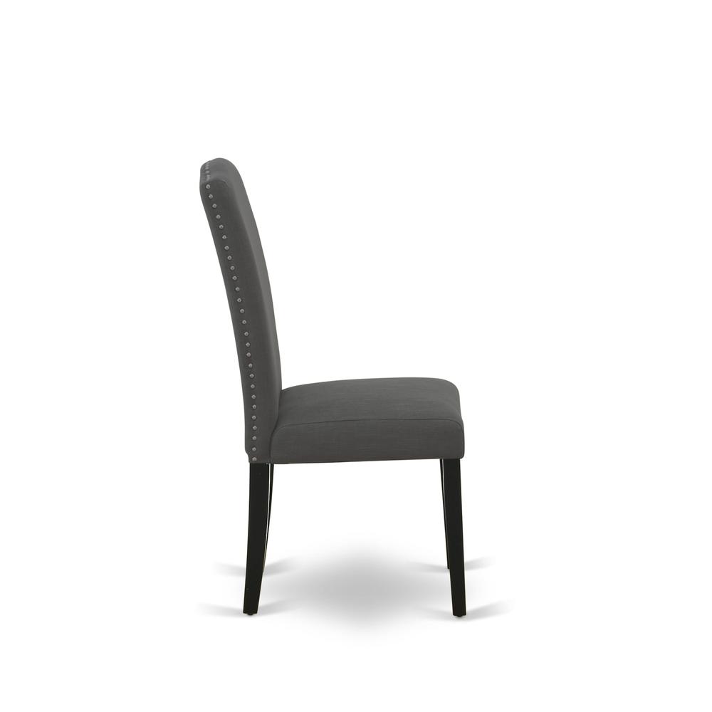 7-pc dining table set with Chair’s Legs and Dark Gotham Gray Linen Fabric. Picture 9