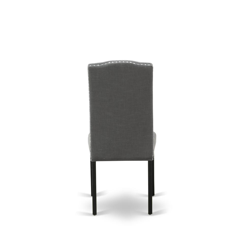 7-pc dining table set with Chair’s Legs and Dark Gotham Gray Linen Fabric. Picture 11