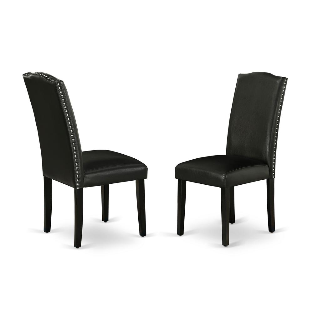 East West Furniture V696EN169-5 5-Pc Modern Dining Set - 4 Parson Dining Room Chairs and 1 Modern Rectangular Cement Dining Table with High Stylish Chair Back – Wire Brushed Black Finish. Picture 3
