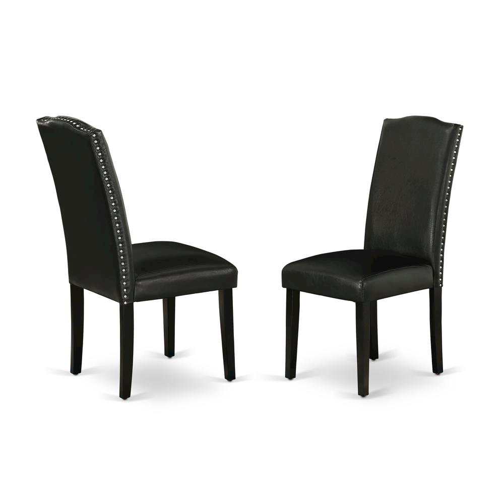Faux Leather Parsons Dining Chairs with Nailhead Trim, Padded, Set of 2. Picture 1