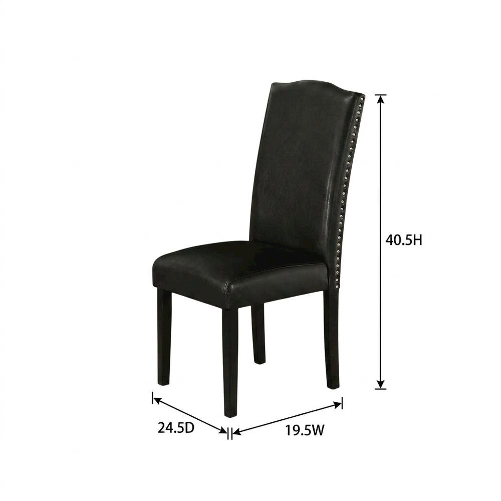 Faux Leather Parsons Dining Chairs with Nailhead Trim, Padded, Set of 2. Picture 6
