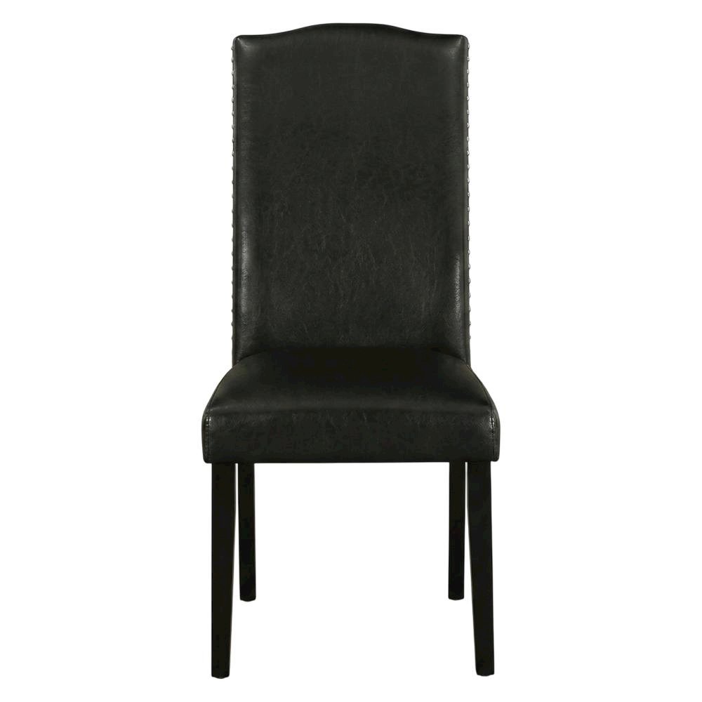 Faux Leather Parsons Dining Chairs with Nailhead Trim, Padded, Set of 2. Picture 2