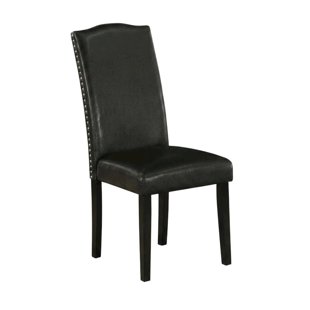 Faux Leather Parsons Dining Chairs with Nailhead Trim, Padded, Set of 2. Picture 5