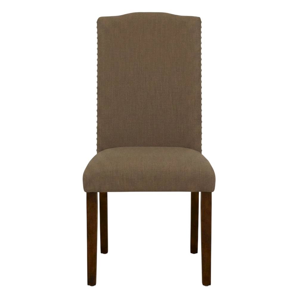 Upholstered Parsons Dining Chair with Wood Frame for Dining Room, Mahogany, Set of 2. Picture 2