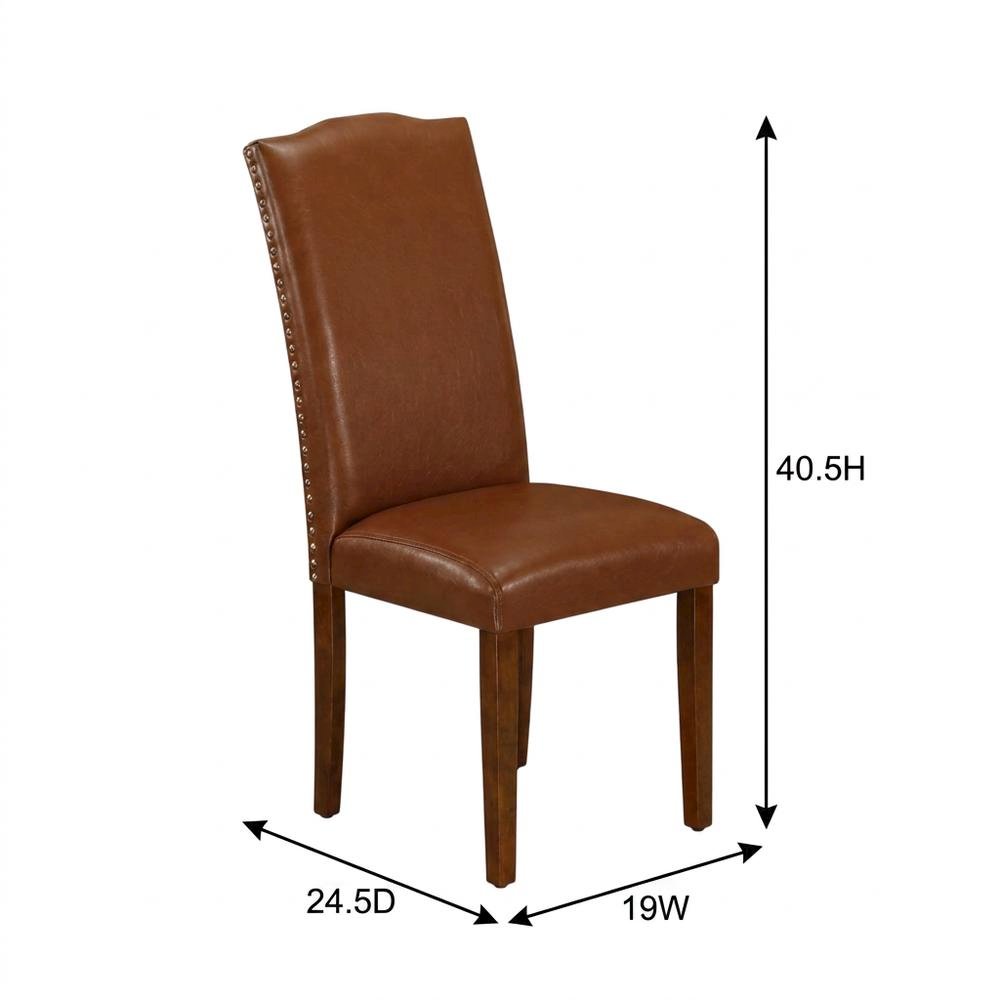 Upholstered Parsons Dining Chair with High Back, Mahogany, Set of 2. Picture 6