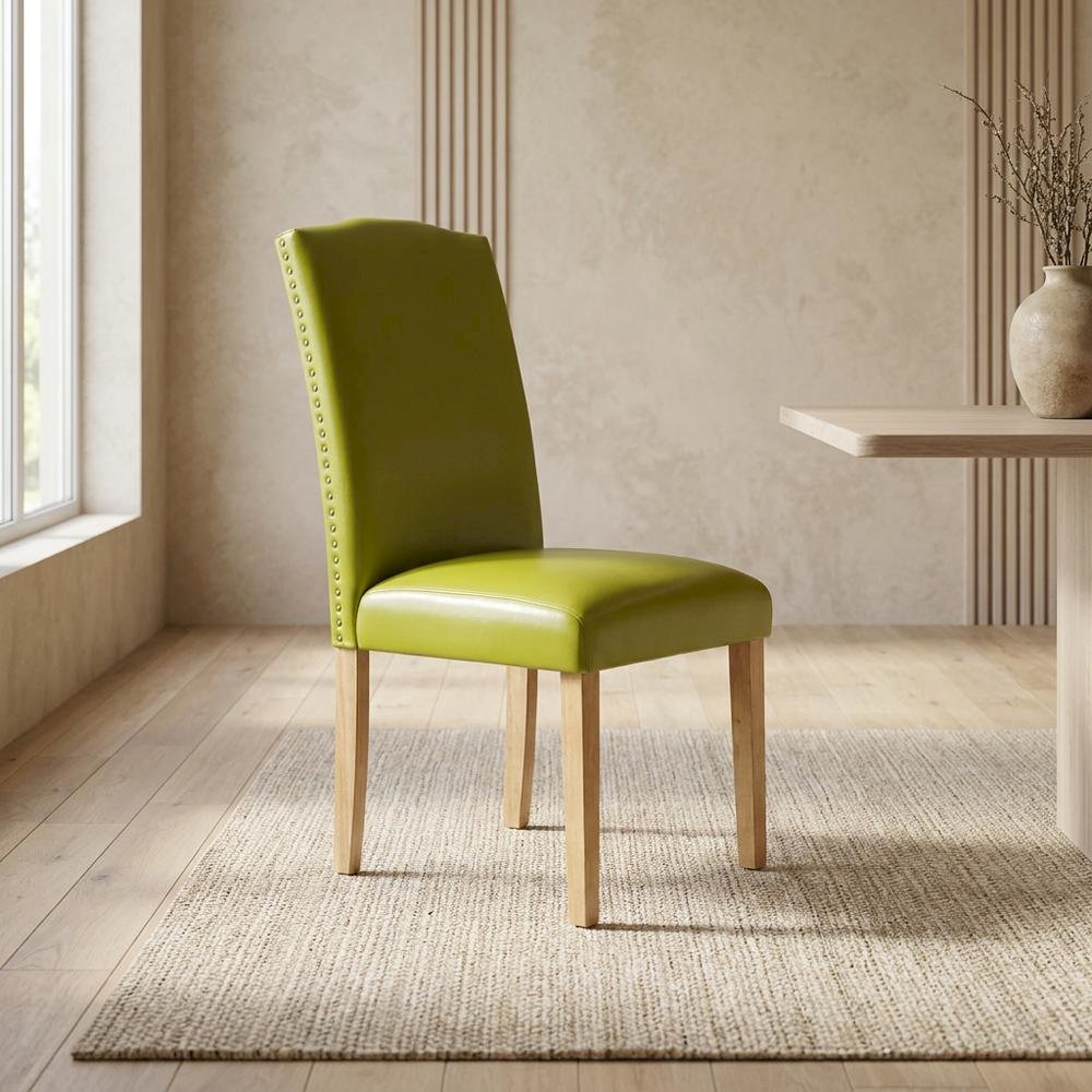 Parsons Dining Chair with High Back, Upholstered for Dining Room, Oak, Set of 2. Picture 4