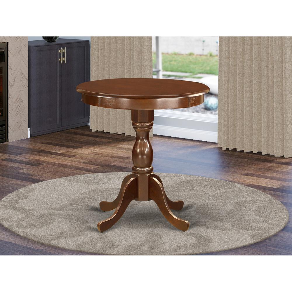 EST-MAH-TP East West Furniture Amazing Small Dining Table with Oak Color Table Top Surface and Asian Wood Kitchen Table Pedestal Legs - Oak Finish. Picture 2