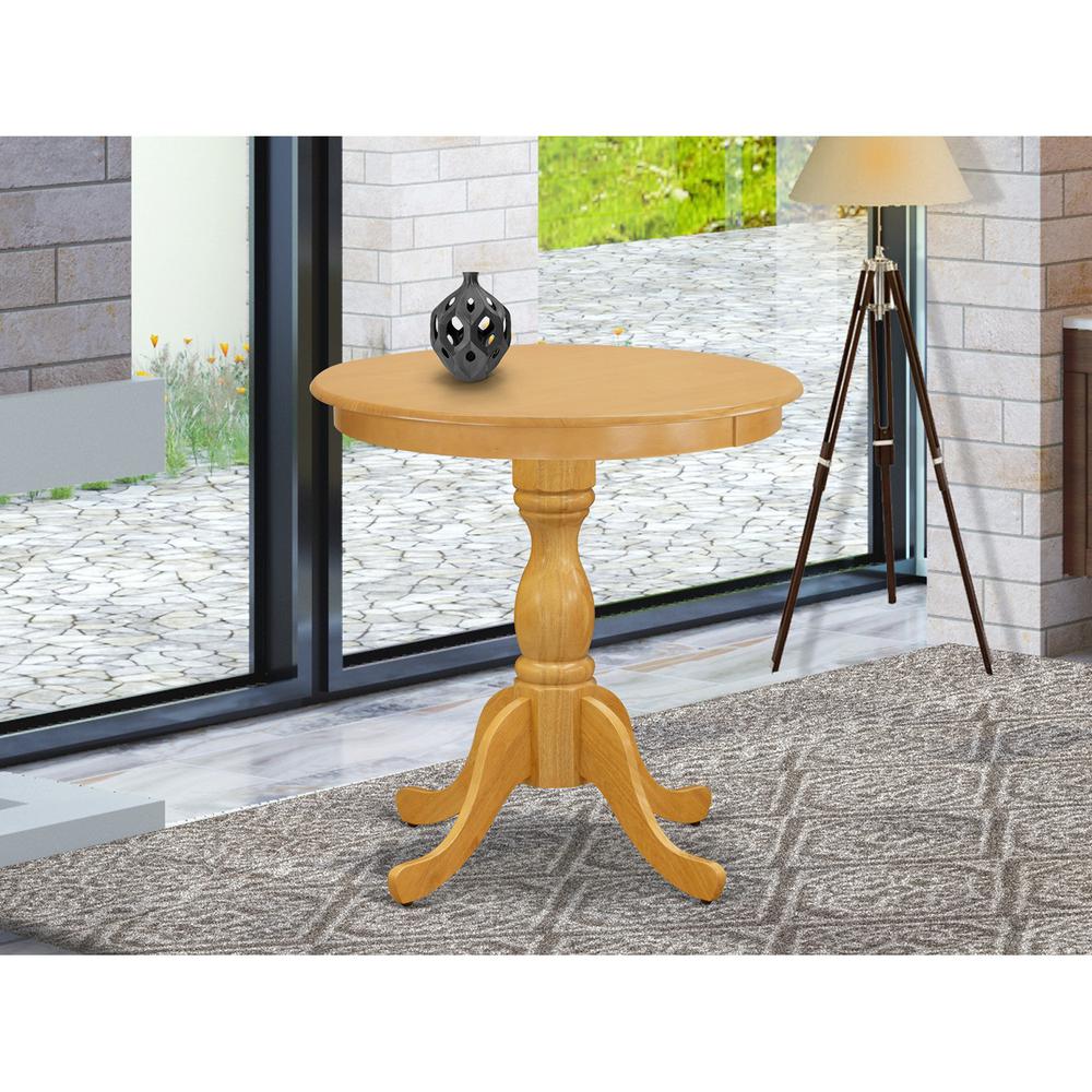 EST-OAK-TP East West Furniture Beautiful Small Table with Oak Color Table Top Surface and Asian Wood Small Dining Table Wooden Legs - Oak Finish. Picture 2