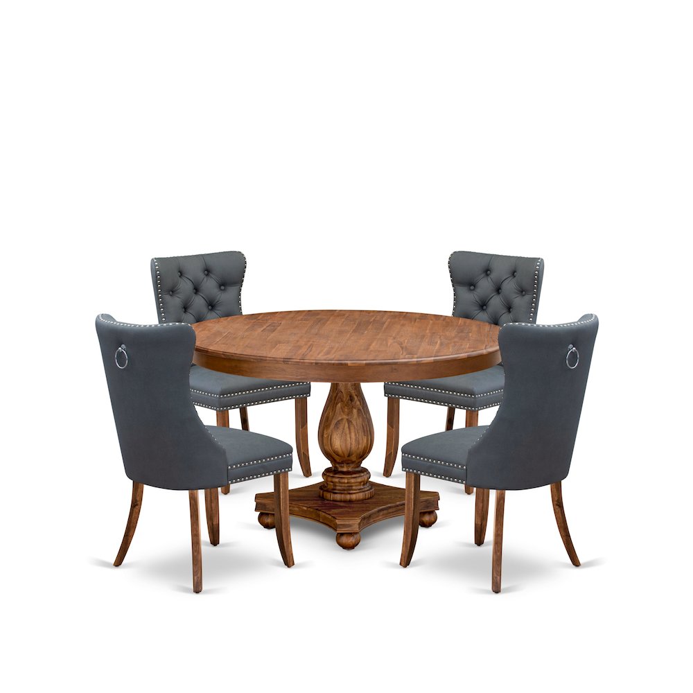 5-Piece Mid-Century Dining Table And 4 Platinum Gray Dining Chairs. Picture 1