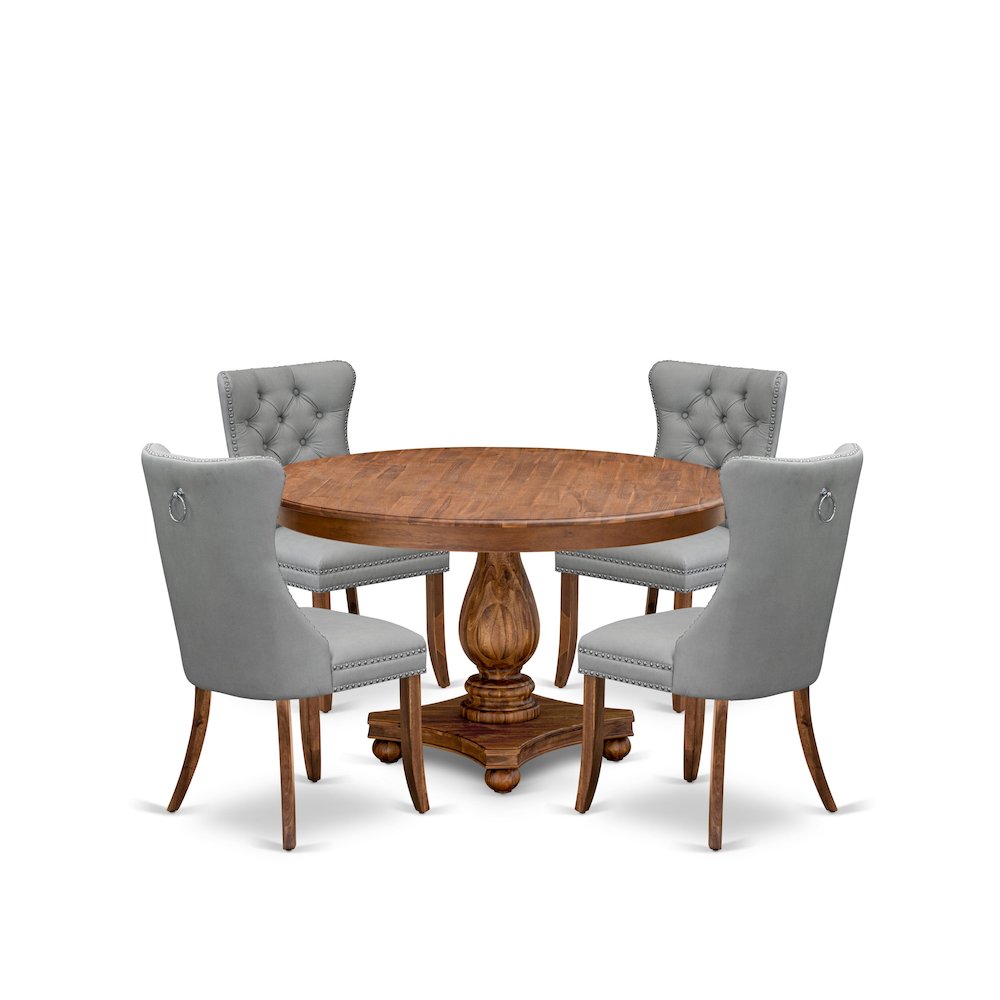 5-Pc Modern Dining Set Consist A Kitchen Table And 4 Light Gray Parsons Chairs. Picture 1
