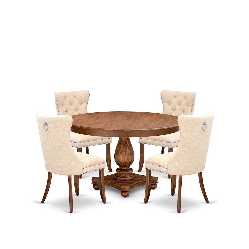5-Piece Kitchen Table Set In Light Beige Color. Picture 1
